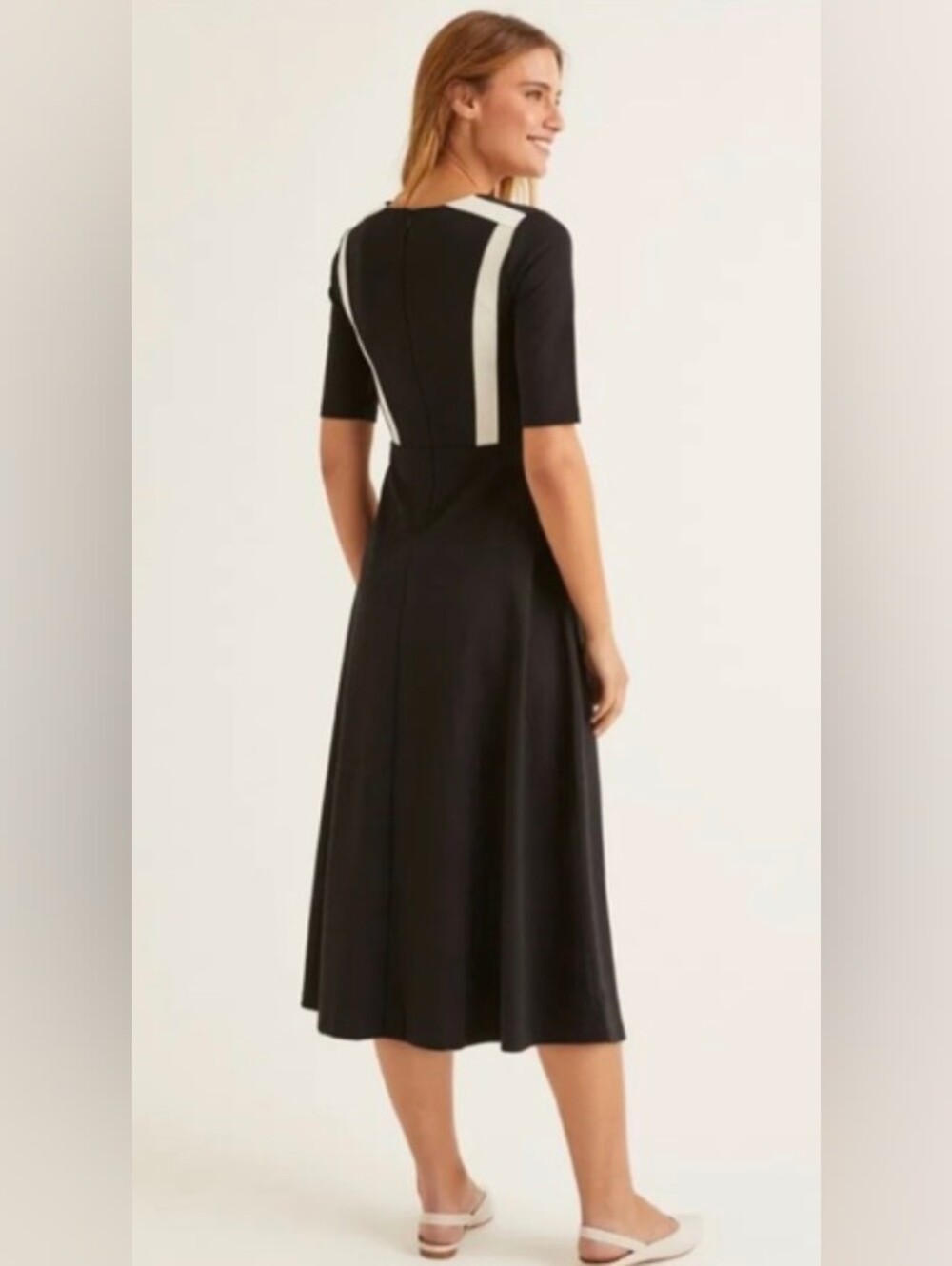 Boden Classic Black Dress with White Accents 14L